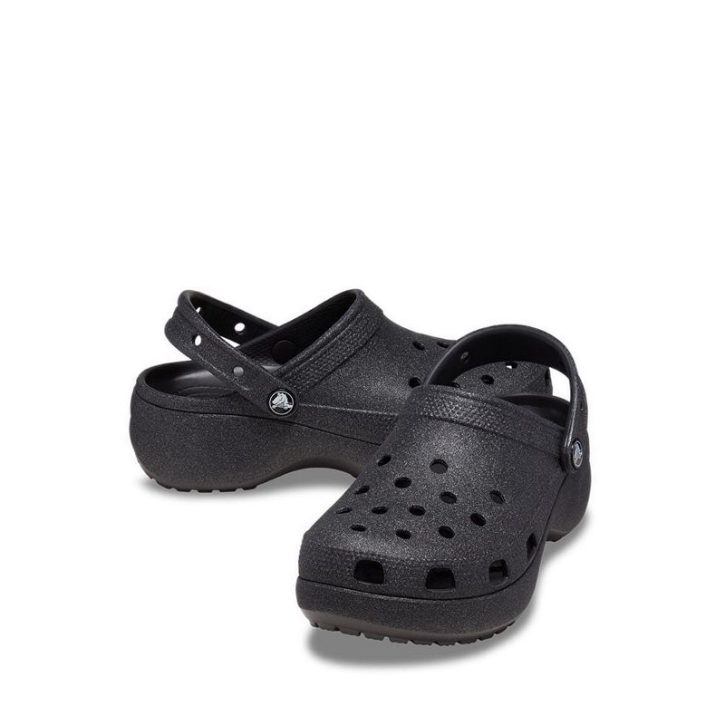 Crocs Classic Platform Glitter Women Clog - Black - Gambar 3