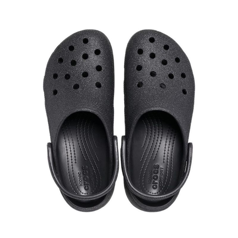 Crocs Classic Platform Glitter Women Clog - Black - Gambar 5