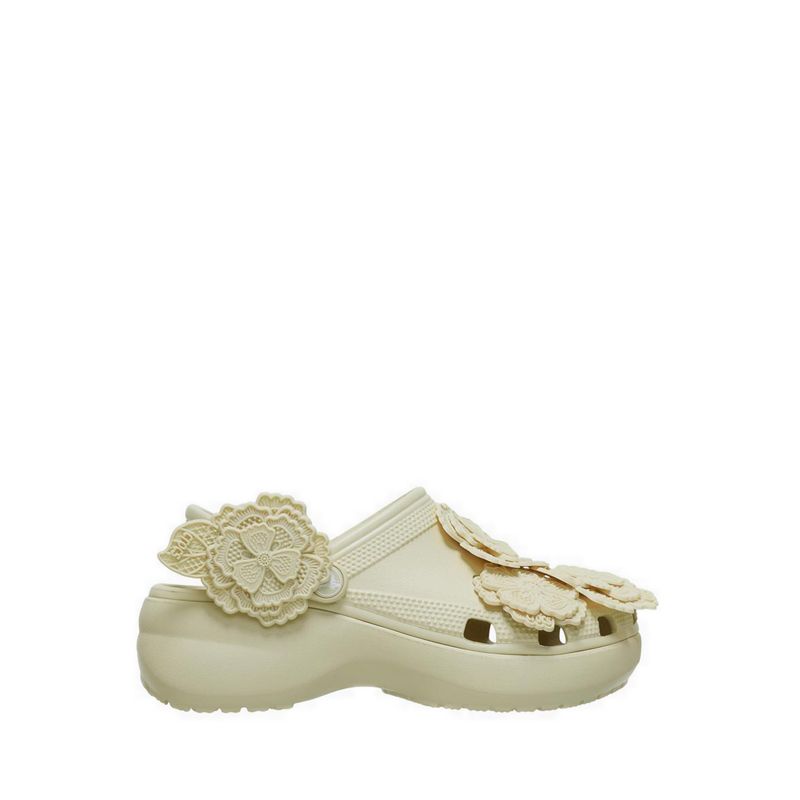 Crocs Classic Platform Lace Floral Women Clog - Bone